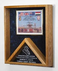 Military Awards and Flag Display Cases With Laser Engraved Emblem / Map