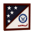 2 Flags Display Case - Navy Flag and American Flag